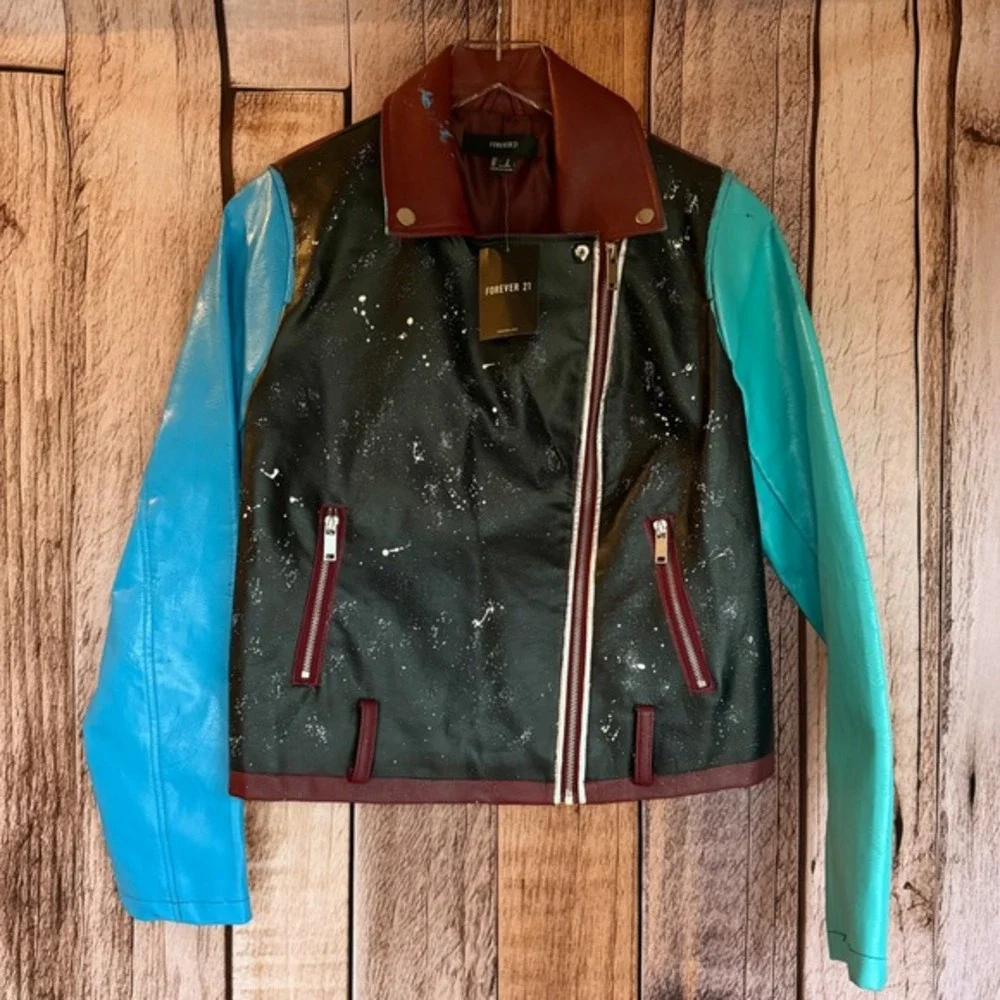 David Bowie‎ Custom Moto Jacket Hand Painted Rock Glam Statement Festival Size M